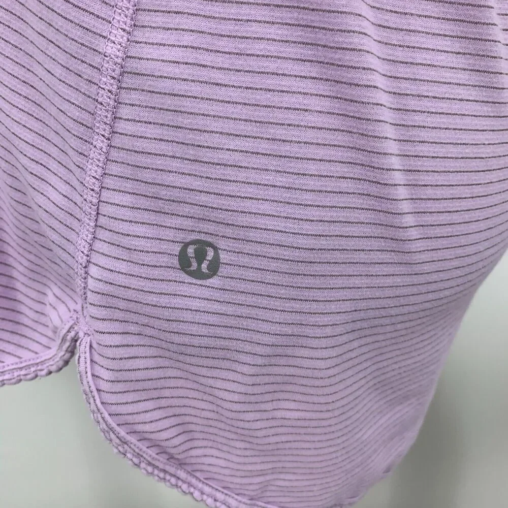 Lululemon Racerback Tank Top Womens 4 Lavender Striped Scoop Neck Sleeveless